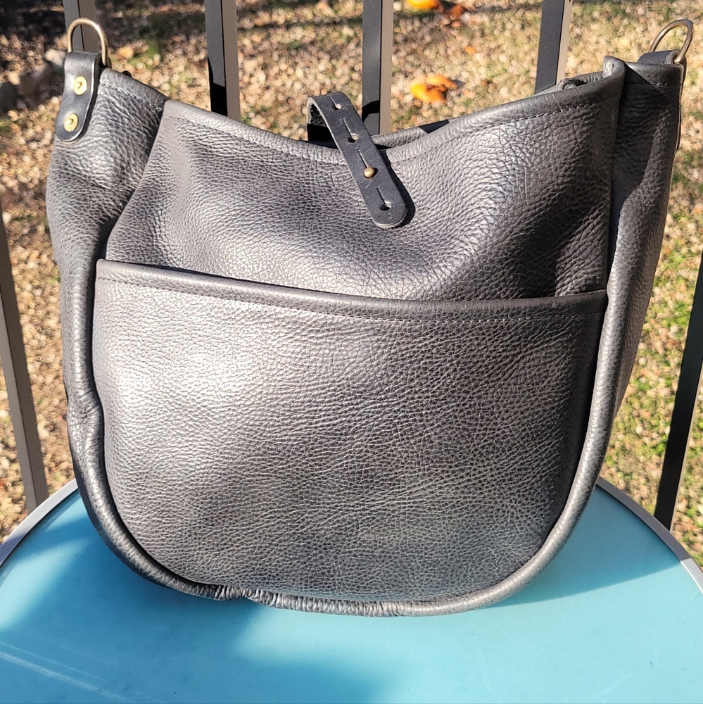 Medium Celeste Raven Go Forth Goods Full Grain Leather Hobo Bag